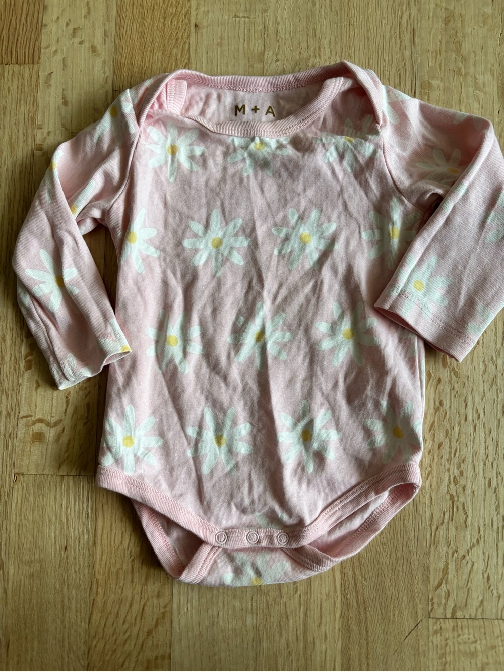 Monica + Andy pink bodysuit with white florals - 9-12 months